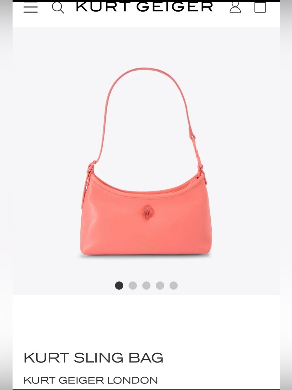 Kurt Geiger Coral Pink Shoulder Sling Bag